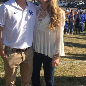 Urban outfitters flowy lace up top